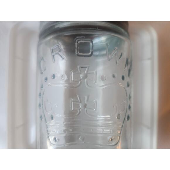 Vintage CROWN PT IMPERIAL Aqua Blue pint fruit jar - Picture 6 of 9